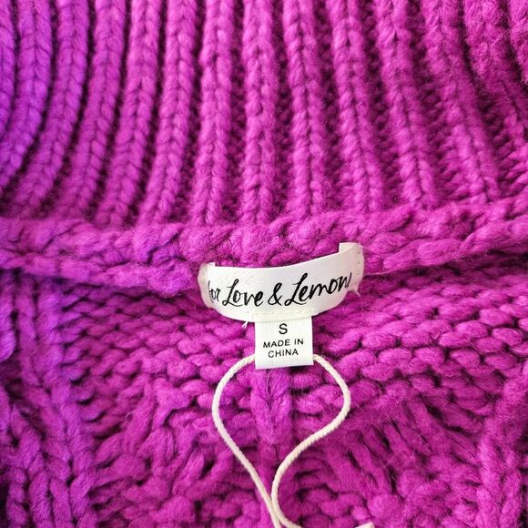For Love And Lemons Andie Oversized Half Zip Sweater Size Small in Fuscia - Picture 4 of 8
